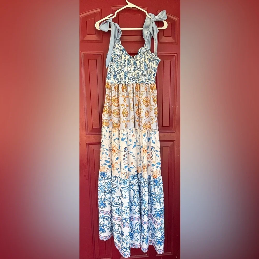 Women’s Flowy Smoked Maxi Summer Dress - Picture 9 of 9
